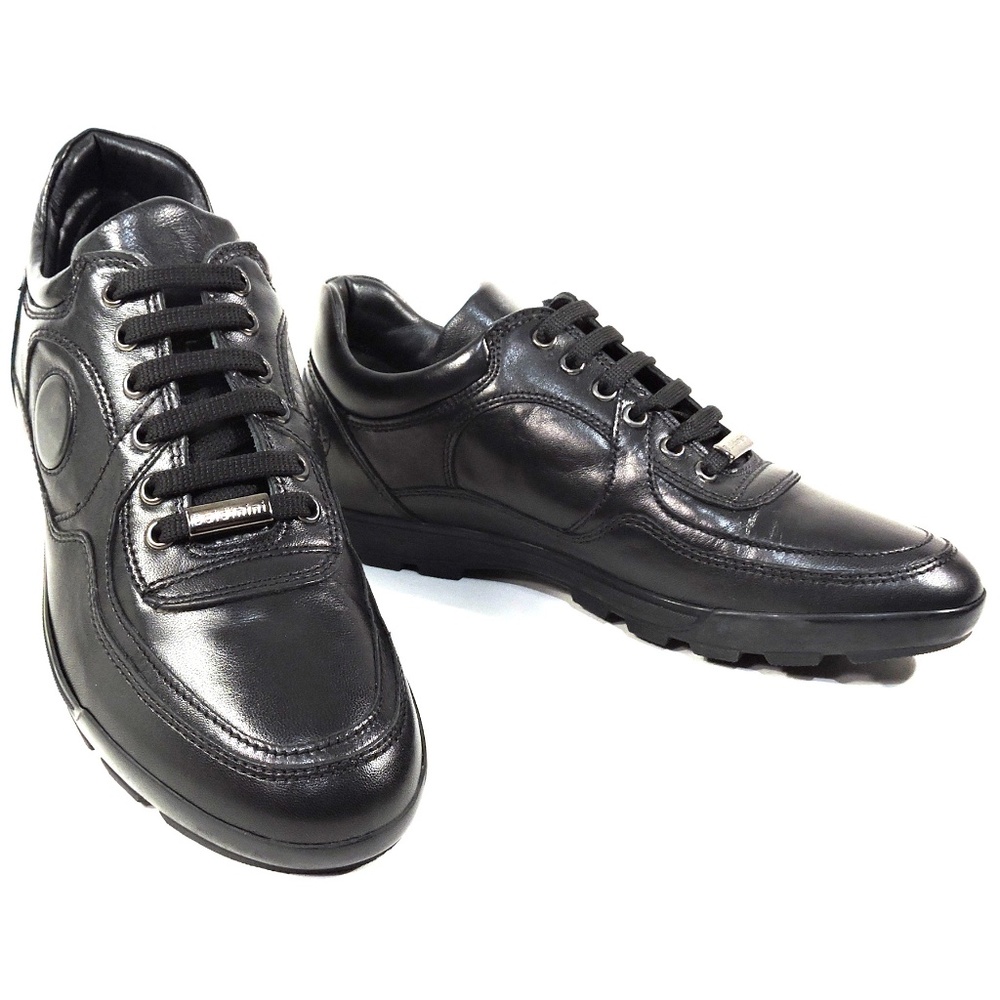 BALDININI 🇮🇹 MEN'S BLACK LEATHER FASHION COMFORT SNEAKERS